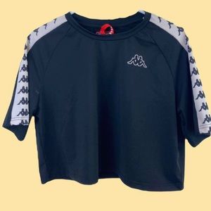 90s Black Kappa Short sleeve cropped shirt